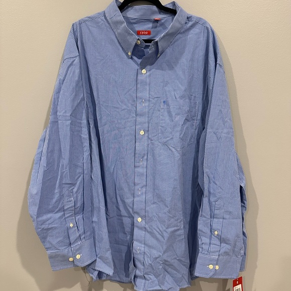 Izod Other - Izod men’s blue check dress shirt, 4XLT